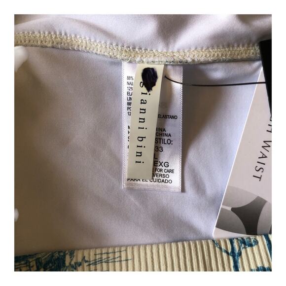 Gianni Bini NWT Ivory And Blue Historical Print High Waist Bikini Bottoms XL - Picture 7 of 12